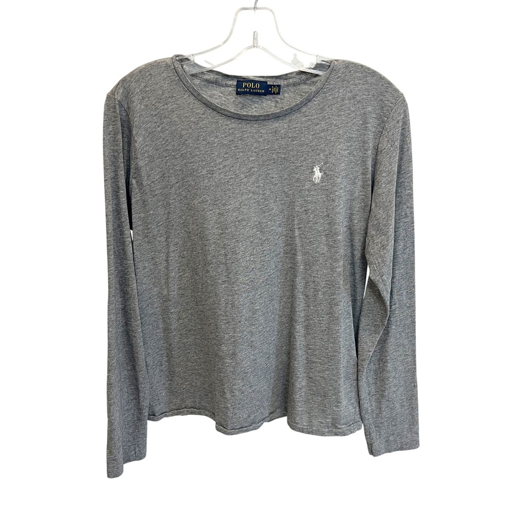 Polo Ralph Lauren Womens Long Sleeve T-Shirt Gray Cotton Pony Logo - Size Medium